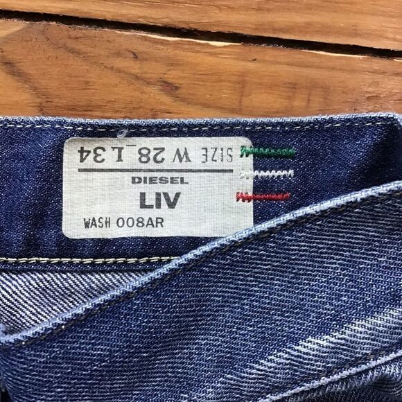 DIESEL Liv sequin distressed jeans low rise straight leg 28 ripped denim blue - Picture 3 of 15